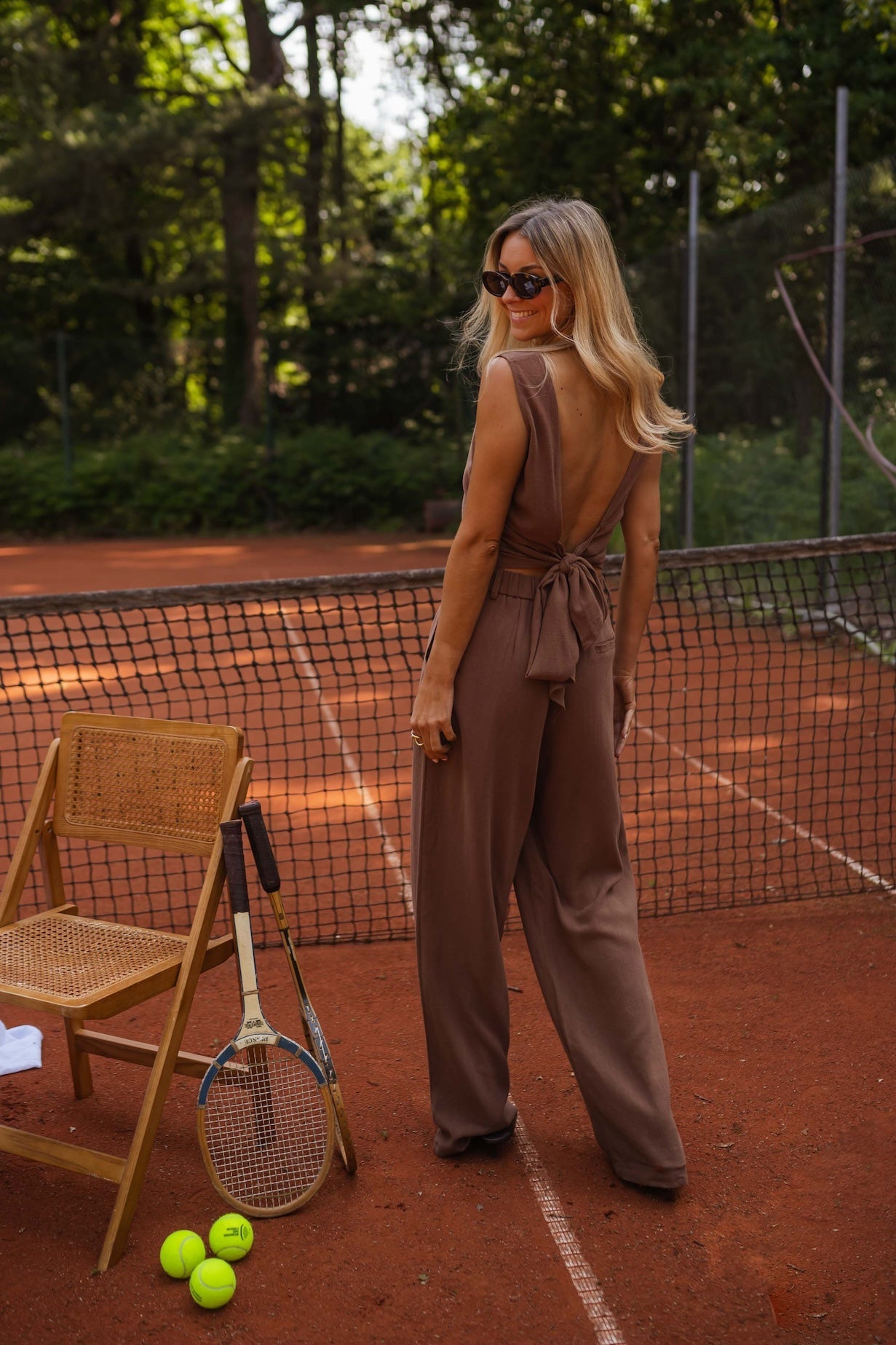 Chocolate Noelie Linen Top