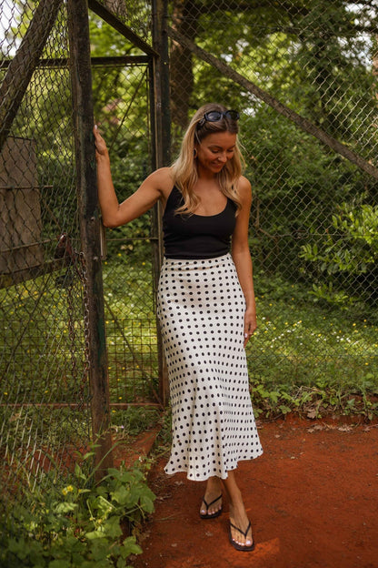 Ecru Jeanne Polka Dot Skirt