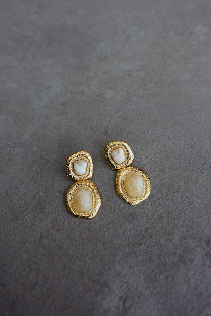 Golden And Beige Idil Earrings