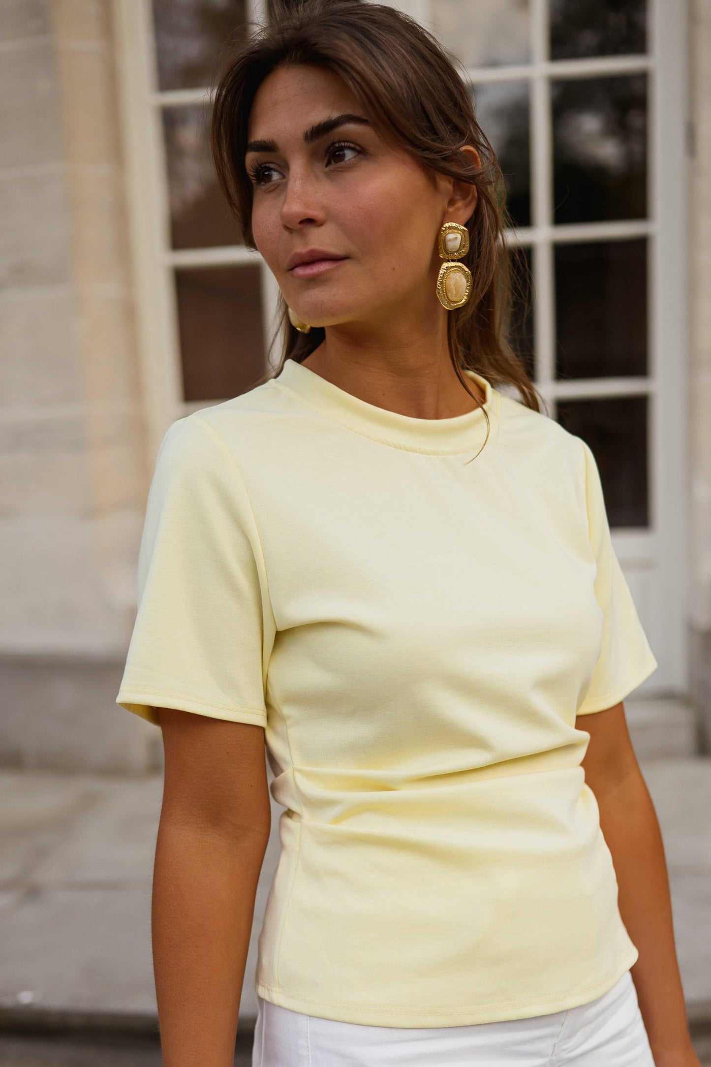 Golden And Beige Idil Earrings