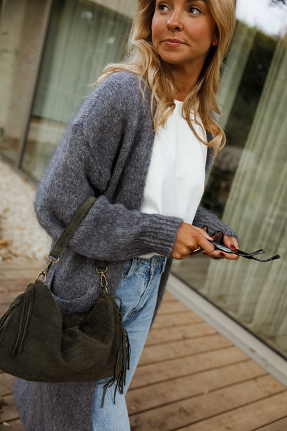 Khaki Fringed Kasia Bag