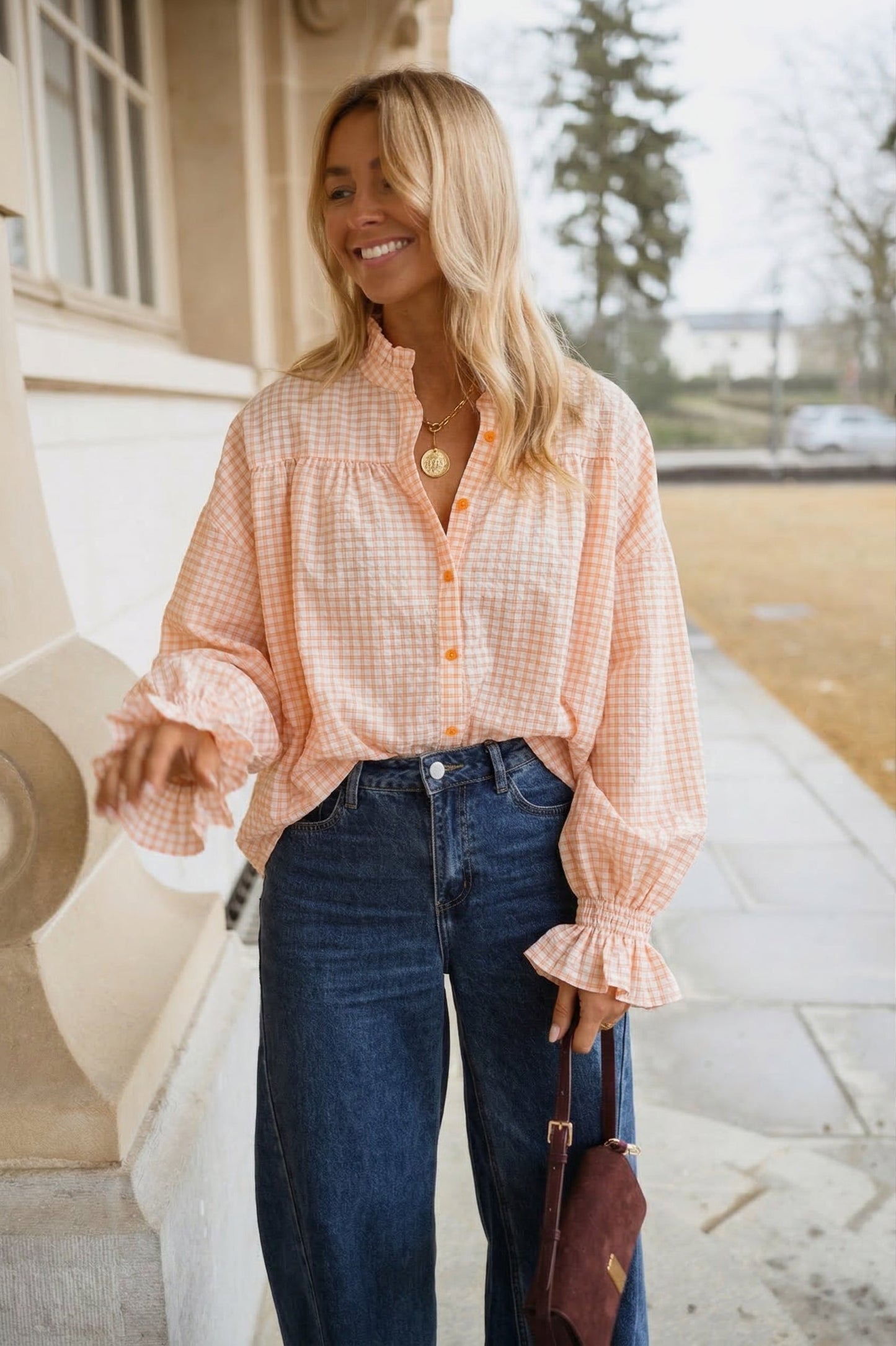 Orange and Ecru Siana Shirt