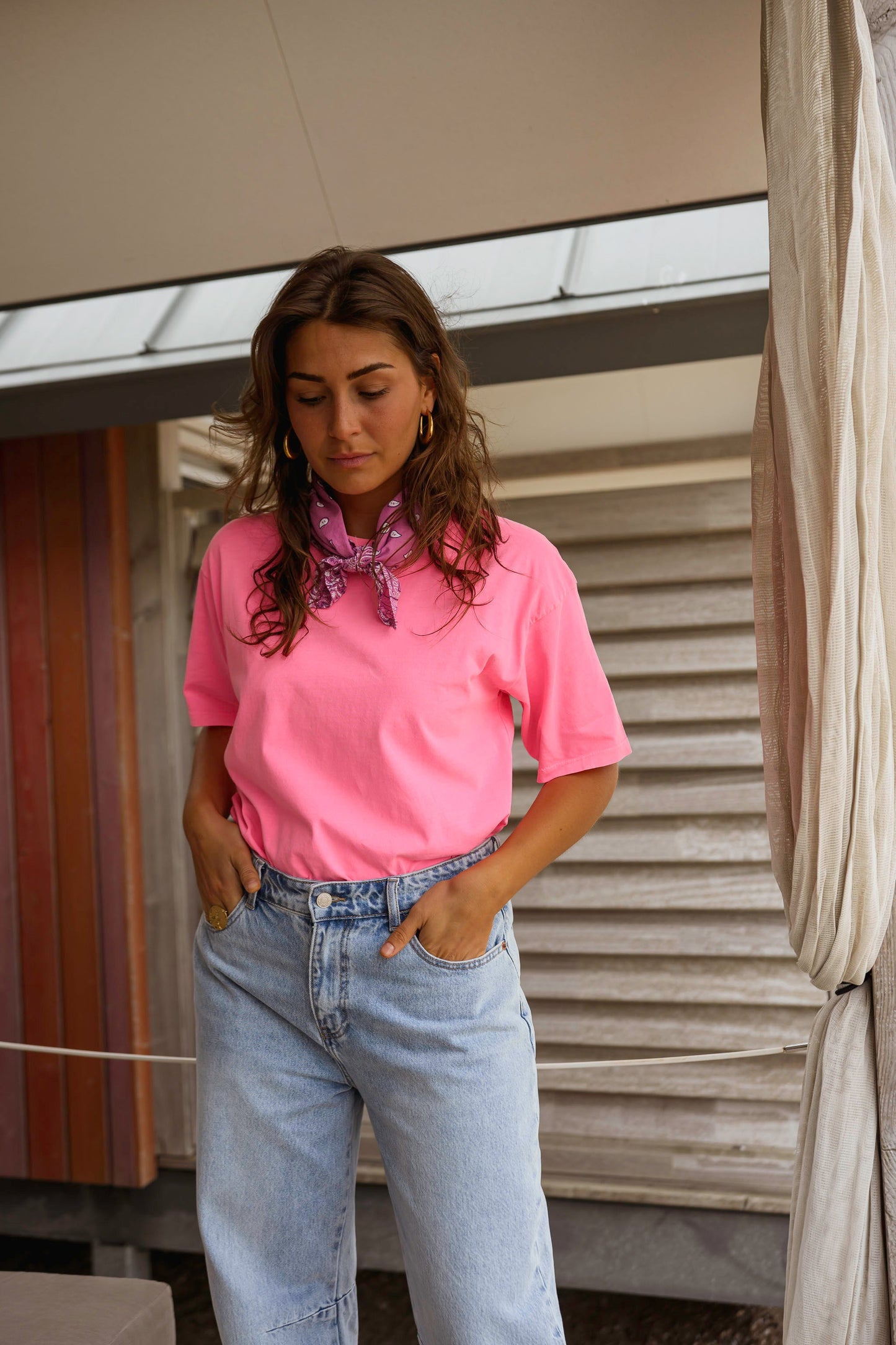 Pink Bandana Denia Scarf