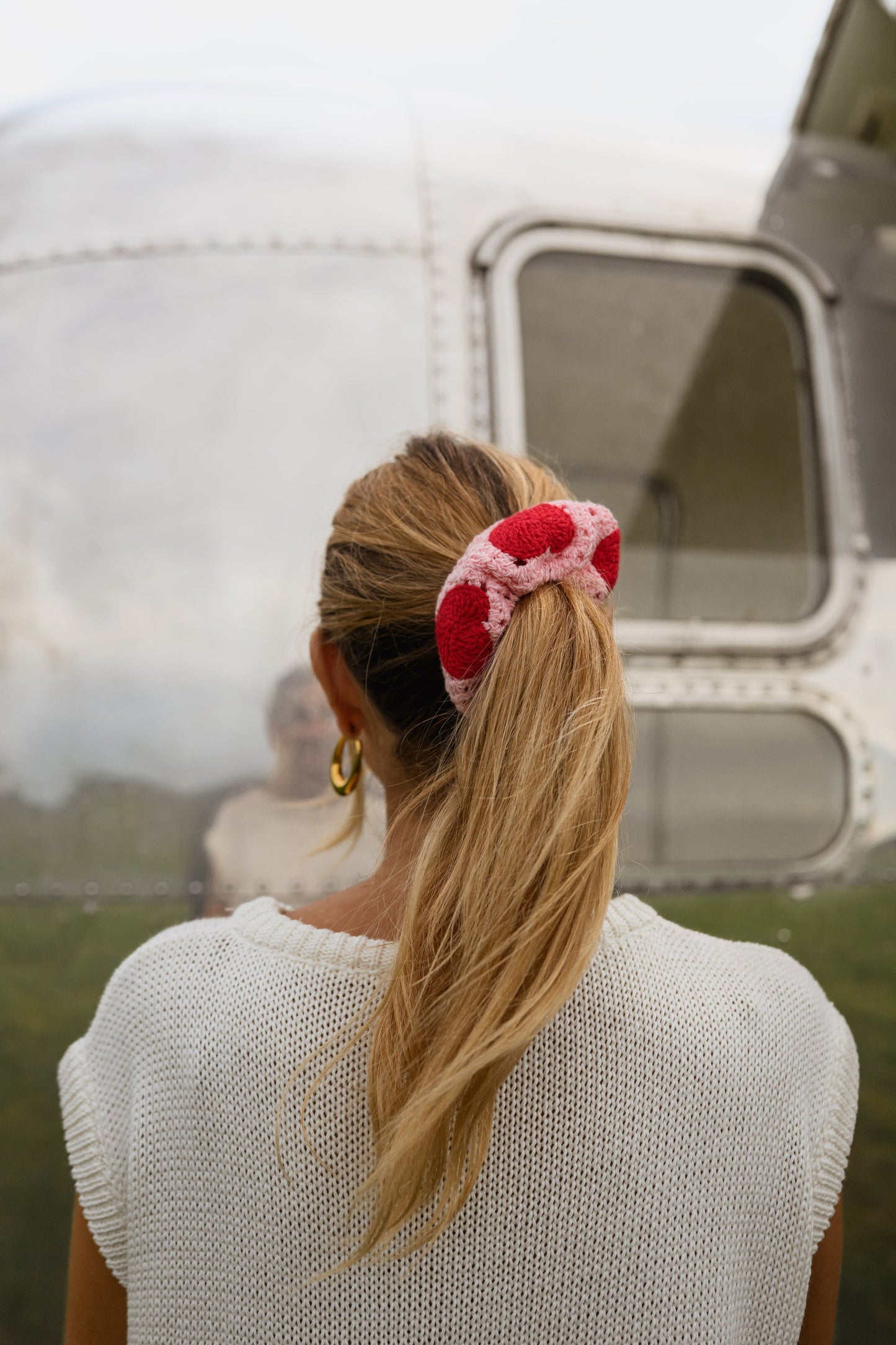 Pink Crochet Davy Scrunchie