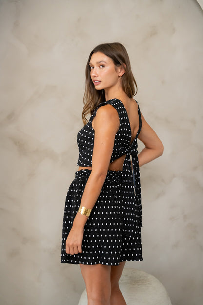 Black Polka Dots Lena Skirt