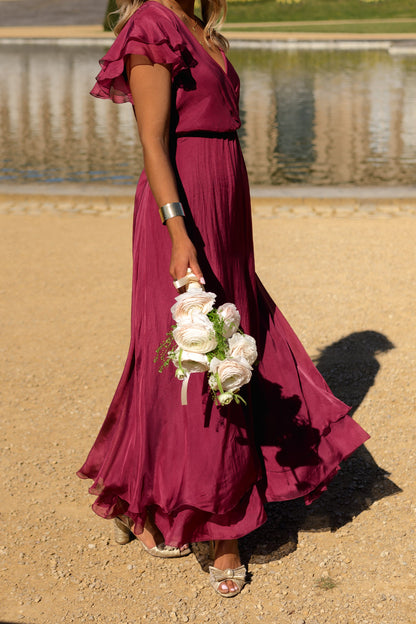 Raspberry Silk Francoise Dress