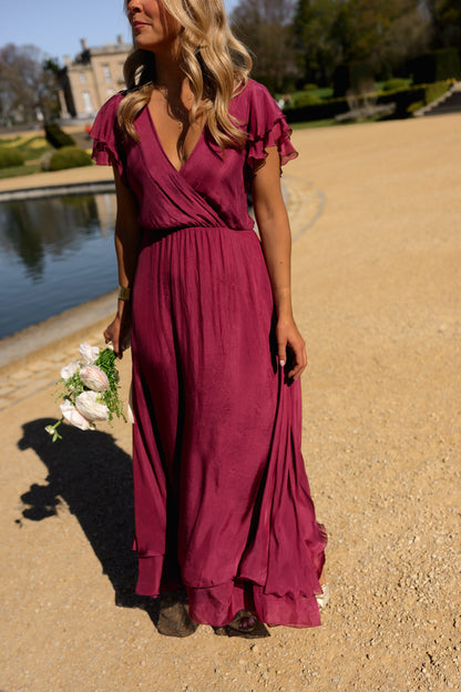 Raspberry Silk Francoise Dress