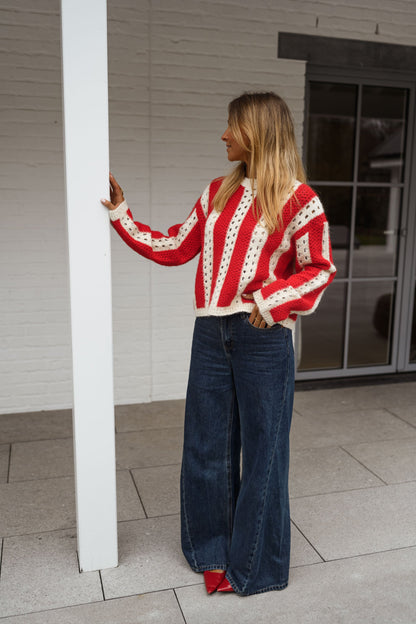 Red and Ecru Sage Sweater