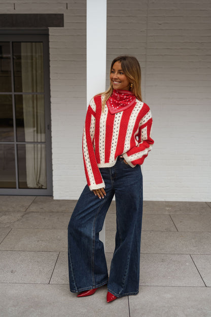 Red and Ecru Sage Sweater