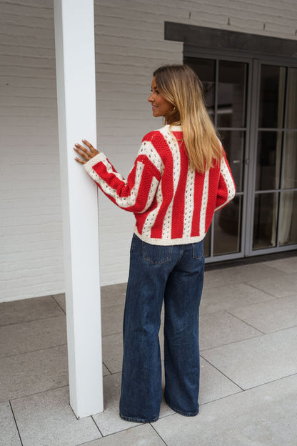 Red and Ecru Sage Sweater