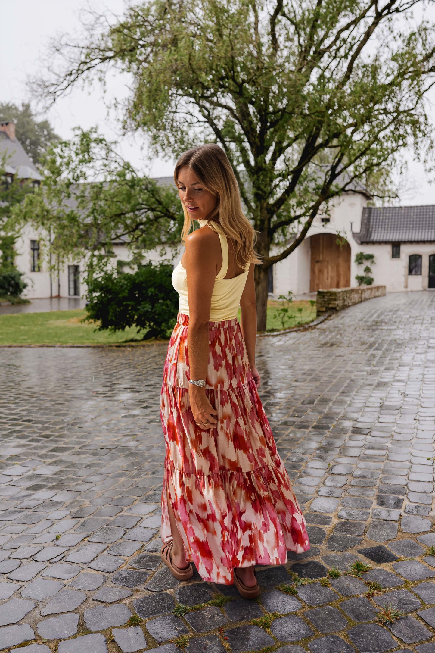 Red Patterned Nunza Skirt