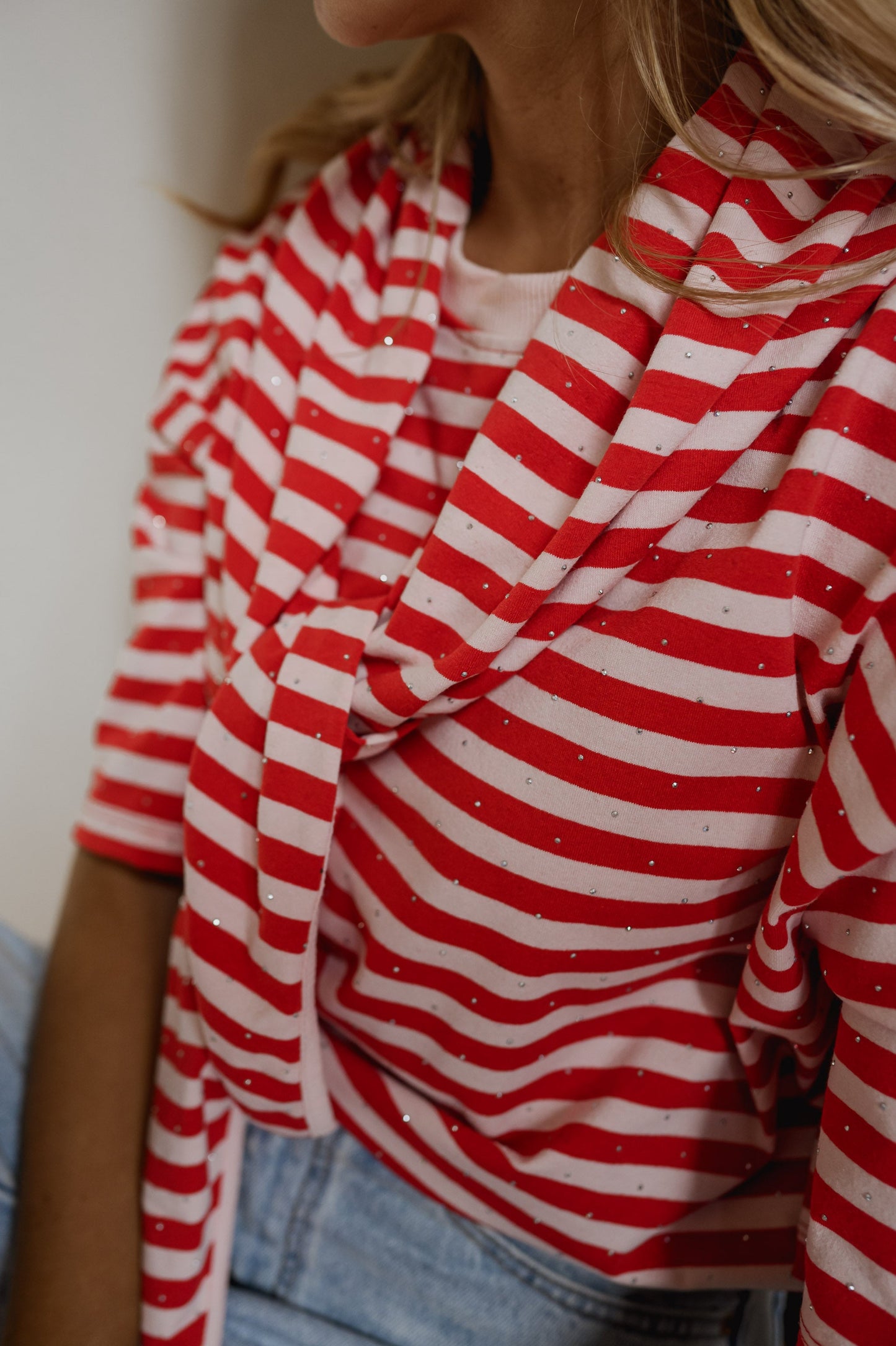 Red and Pink Striped Helia T-Shirt