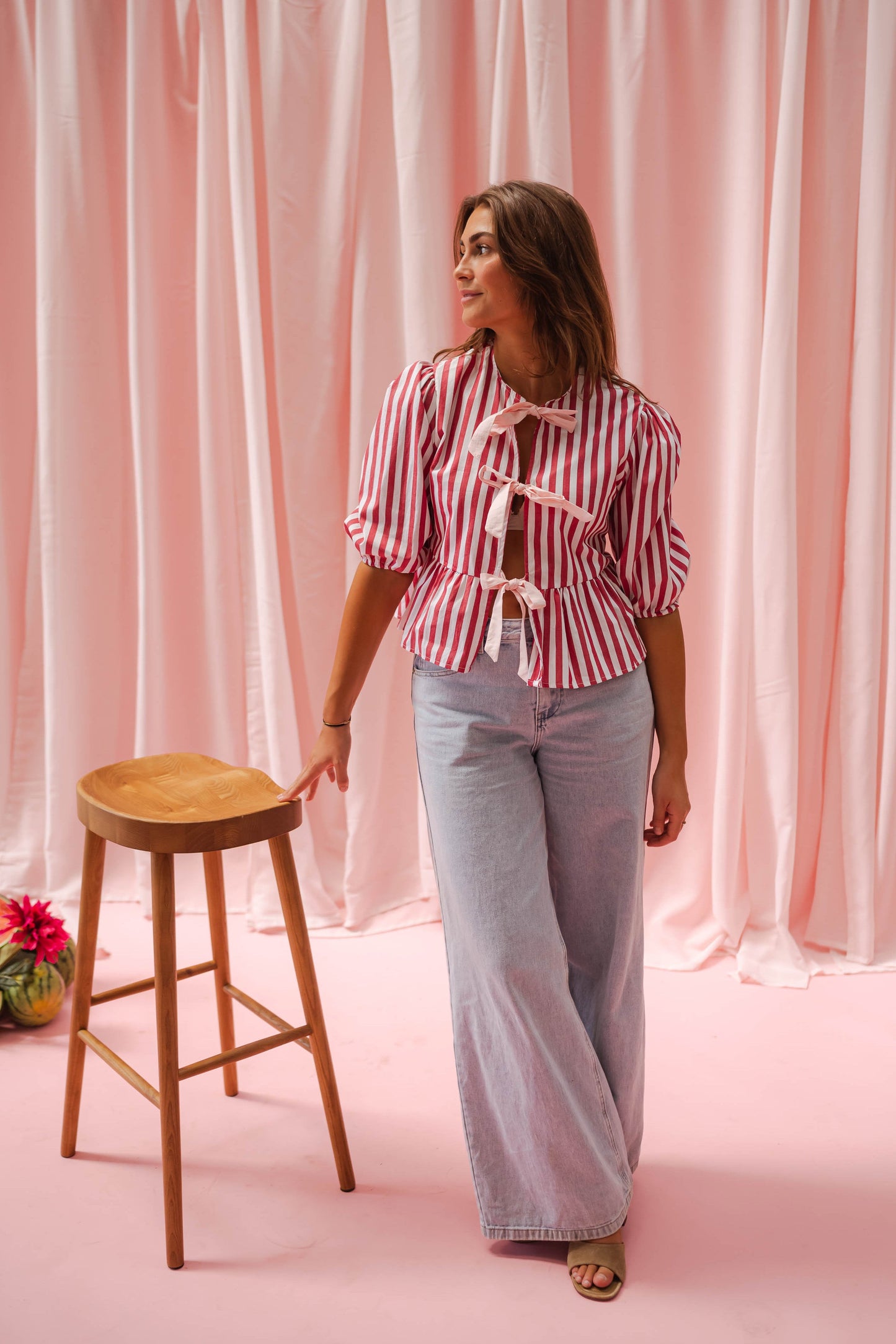 Red Striped Gillie Blouse
