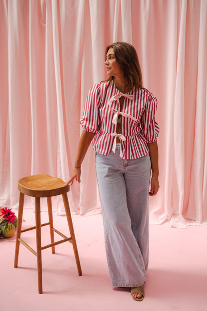 Red Striped Gillie Blouse