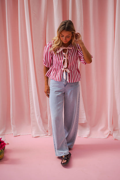 Red Striped Gillie Blouse