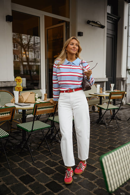 Sky Blue Striped Neva Polo