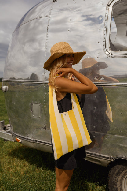 Yellow With Ecru Stripes Mael Bag