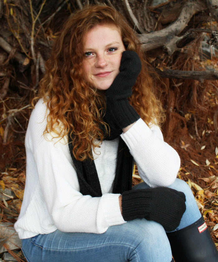 Heavy Weight Reversible Alpaca Mittens-Apparel-Alpaca Direct-Small-Black-Lt. Grey-Alpaca Direct