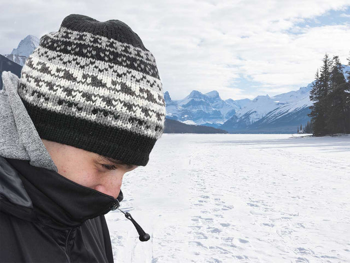 Men's Alpaca Beanie - Grey/Black/ White-Apparel-Alpaca Direct-Alpaca Direct