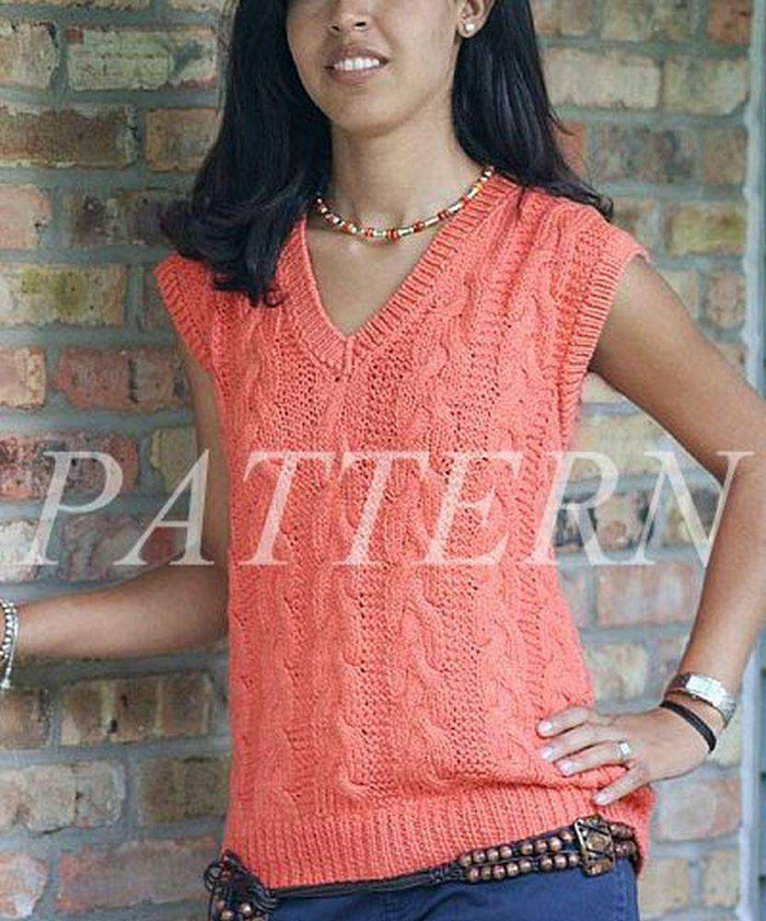 Misti Alpaca V-Neck Cabled Vest Pattern - Cotton & Silk-Patterns-Misti Alpaca-Alpaca Direct