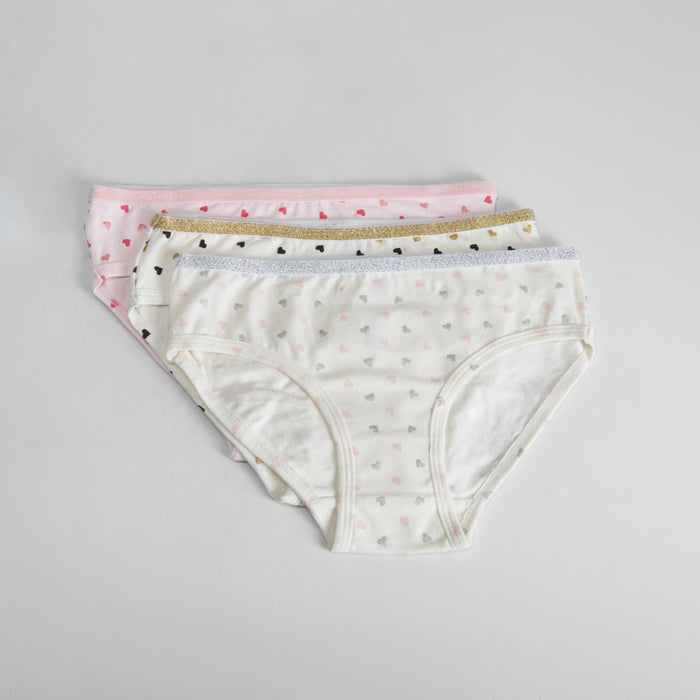 Pack de 3x braguitas con corazones niña