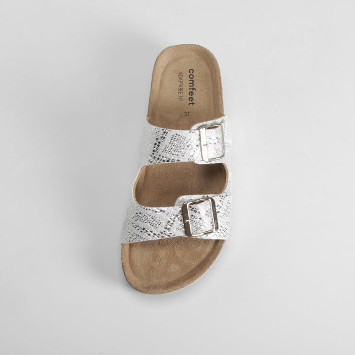 Sandalia bio cuña hebillas plata COMFEET