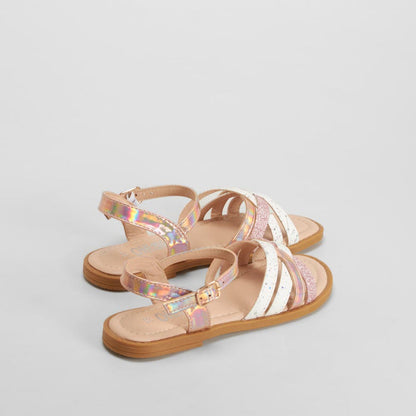 Sandalia multitiras brillantes rosa OH GIRL!