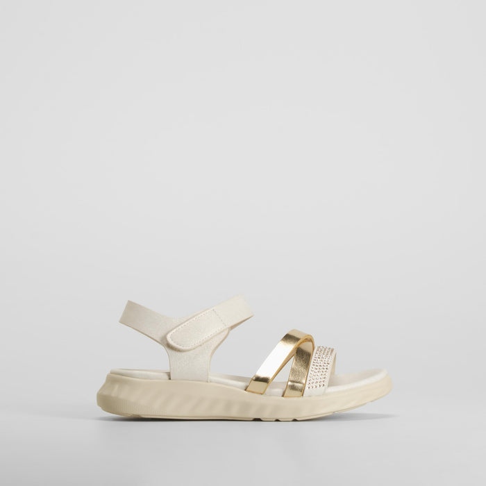 Sandalia plana tiras cruzadas beige XTI