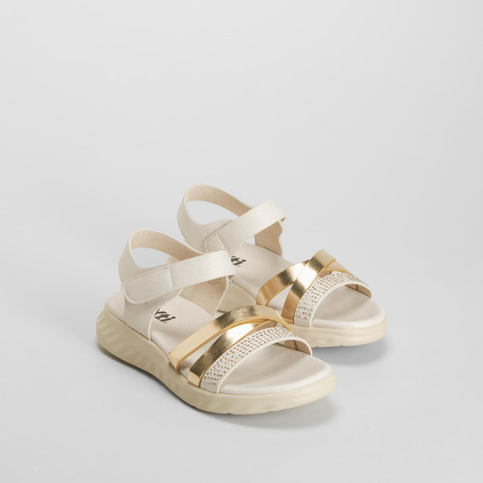 Sandalia plana tiras cruzadas beige XTI