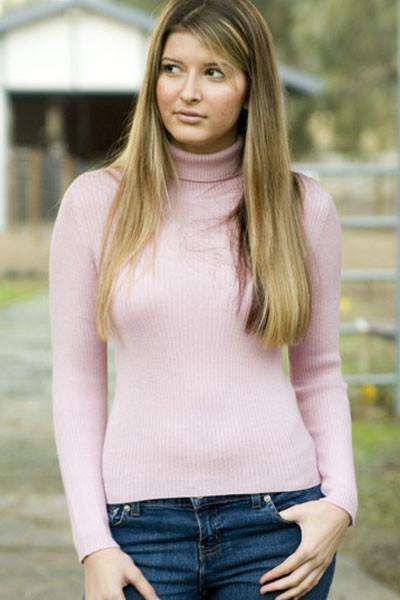 Women's Thin Knit Turtleneck Alpaca Sweater-Apparel-Alpaca Direct-Large-Blue-Alpaca Direct