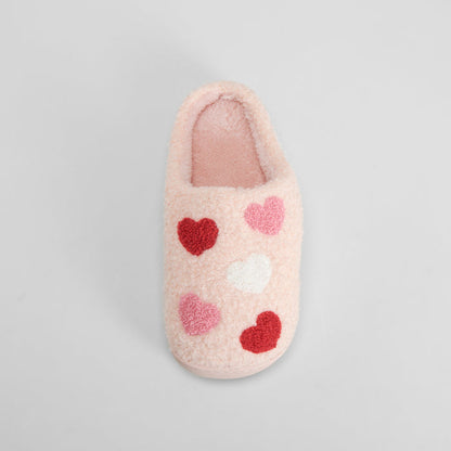 Zapatilla casa borreguito corazones rosa OLYNE