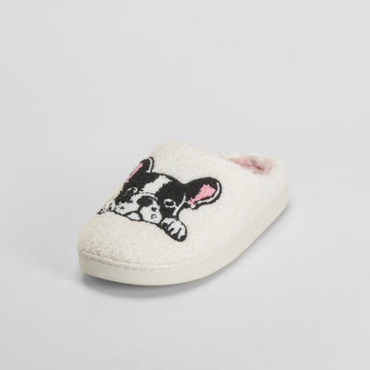 Zapatilla casa borreguito perrito blanca OLYNE
