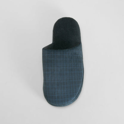 Zapatilla de casa destalonada cuadros azul OLYNE