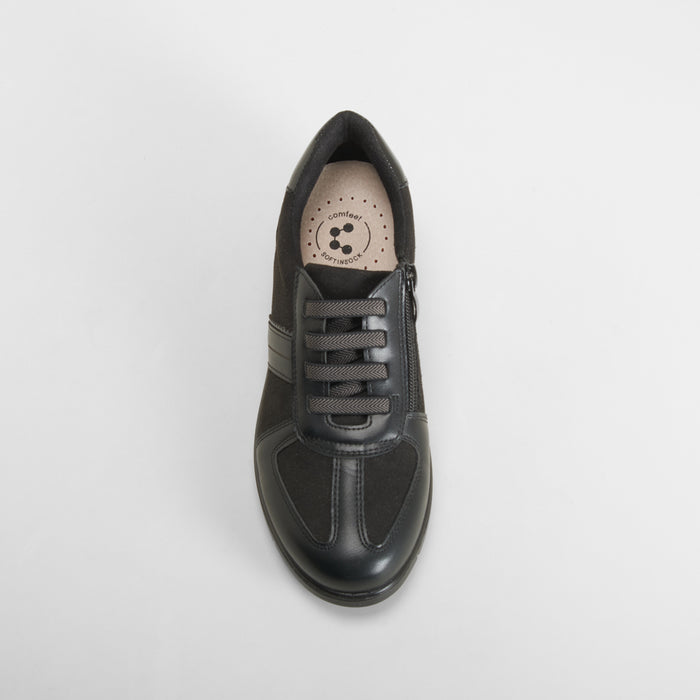 Zapato cuña elásticos negro COMFEET