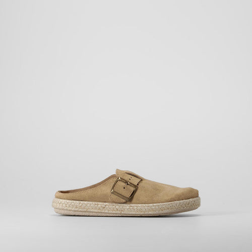 Zueco bandeleta yute piel beige SENDA ROAD